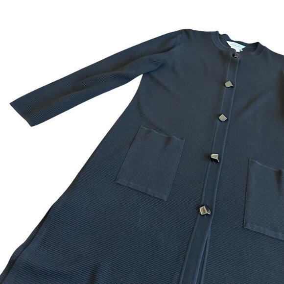 Exclusively Misook Long Length Black Cardigan Sweater Button-Down Stretch Medium - Picture 6 of 11